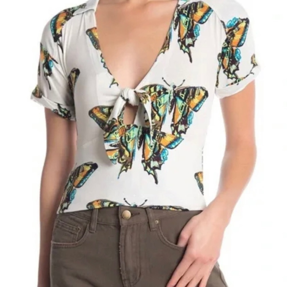 🦋 Free People Ready Set Sail Tie Front Butterfly Top 🦋 - Picture 4 of 9